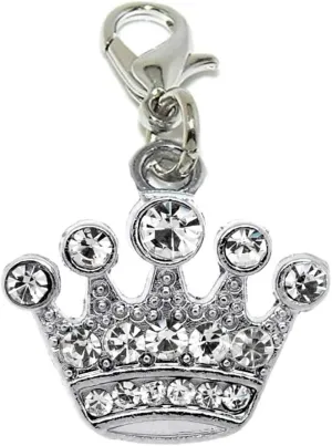 Sexy Sparkles Clip on Crown Dangle Charm Pendant  Rhinestone Crown Design, Compatible with European Clip on Charm Jewelry, Includes Lobster Clasp