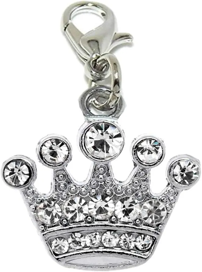 Sexy Sparkles Clip on Crown Dangle Charm Pendant  Rhinestone Crown Design, Compatible with European Clip on Charm Jewelry, Includes Lobster Clasp