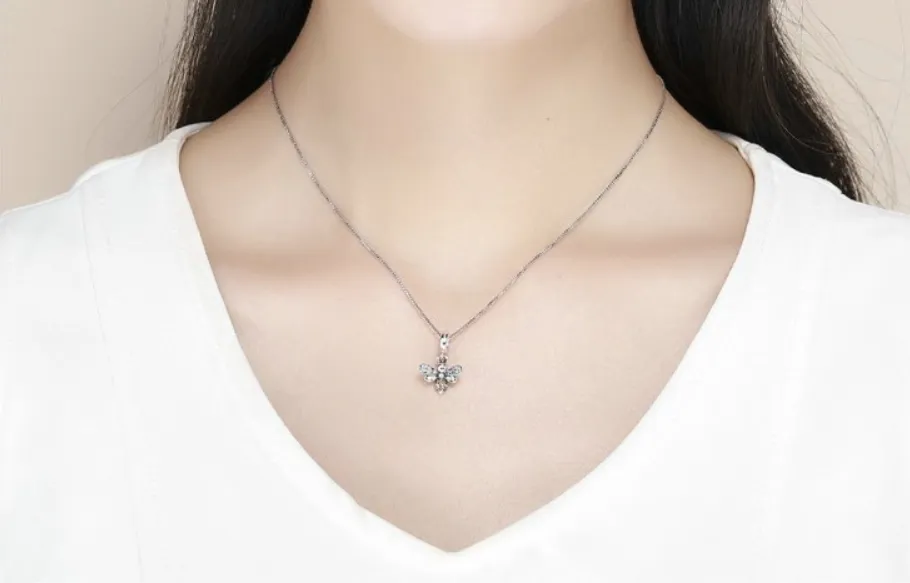 Sparkling Crystal Bee Dangle Charm 925 Sterling Silver