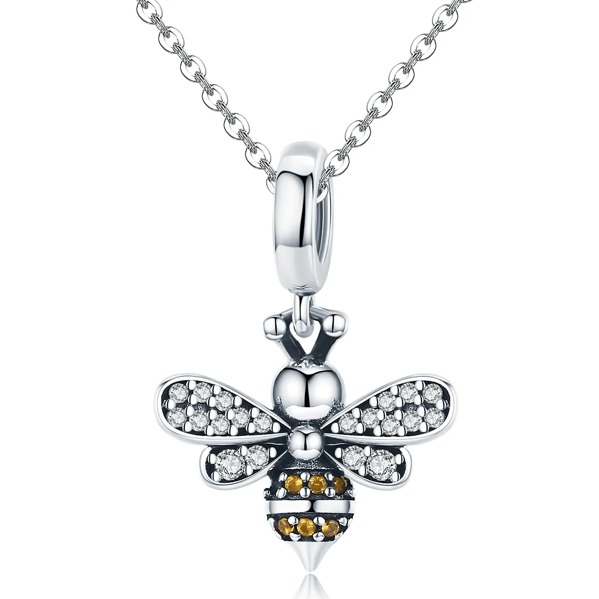 Sparkling Crystal Bee Dangle Charm 925 Sterling Silver
