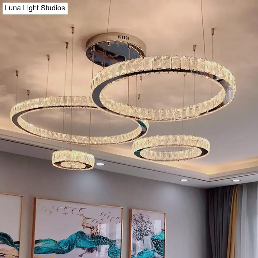 Stainless-Steel LED Crystal Ceiling Light for Modern Living Room Décor