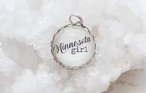 State Girl Round Charm