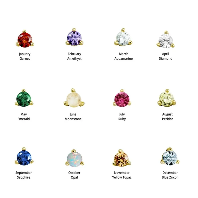 Sterling Silver Studs - Birthstones