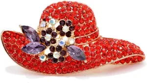 Straw Hat Brooch Pins for Women, Red Hat Brooch Pin, Cute Straw Hat Brooch Lapel Pin, Bohemian Hat Brooches Pins for Women Hat Bag Suit Dress Accessories Jewelry