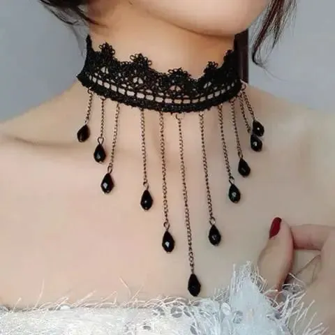 Velvet Fashion Choker Necklace for Women & Girls - Vintage Lace Necklace with Pendants