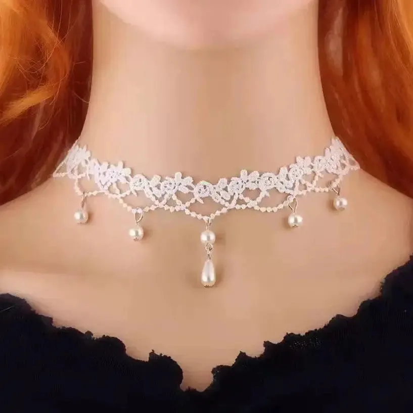 Velvet Fashion Choker Necklace for Women & Girls - Vintage Lace Necklace with Pendants