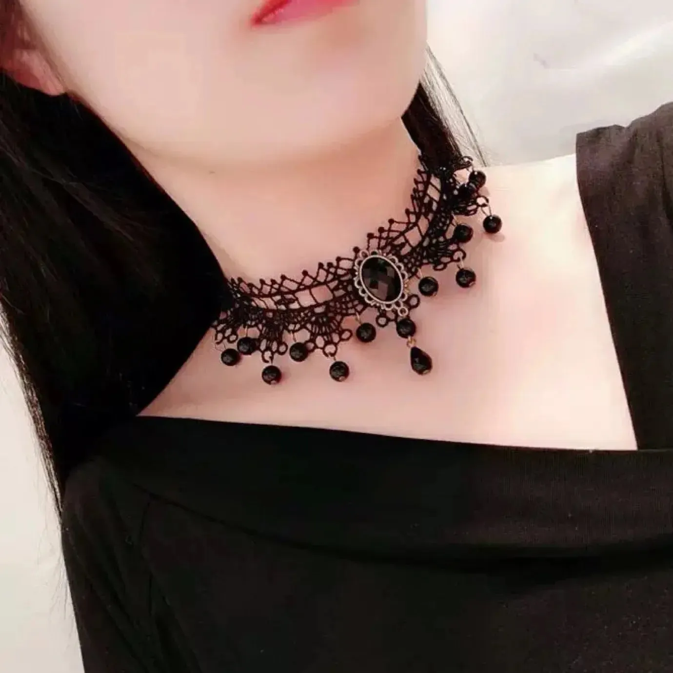 Velvet Fashion Choker Necklace for Women & Girls - Vintage Lace Necklace with Pendants