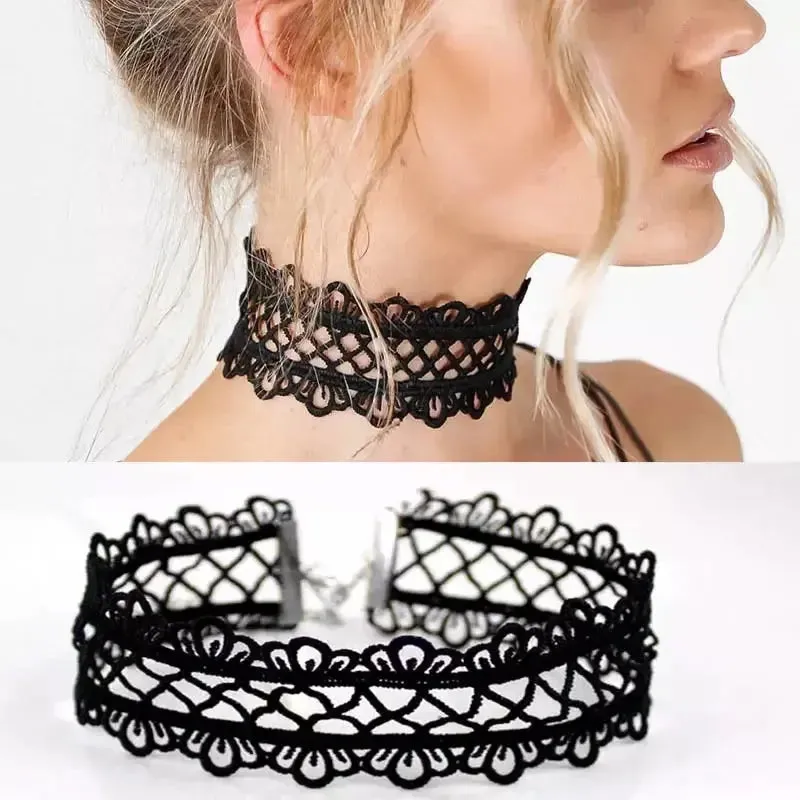 Velvet Fashion Choker Necklace for Women & Girls - Vintage Lace Necklace with Pendants