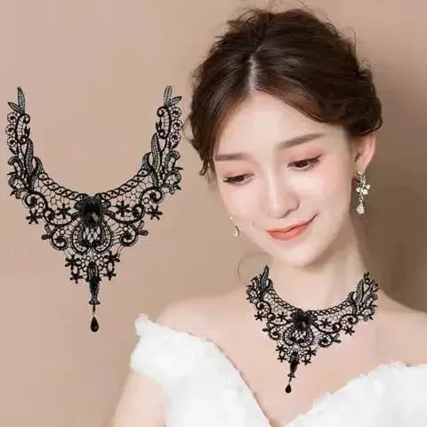 Velvet Fashion Choker Necklace for Women & Girls - Vintage Lace Necklace with Pendants