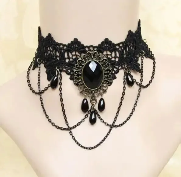 Velvet Fashion Choker Necklace for Women & Girls - Vintage Lace Necklace with Pendants