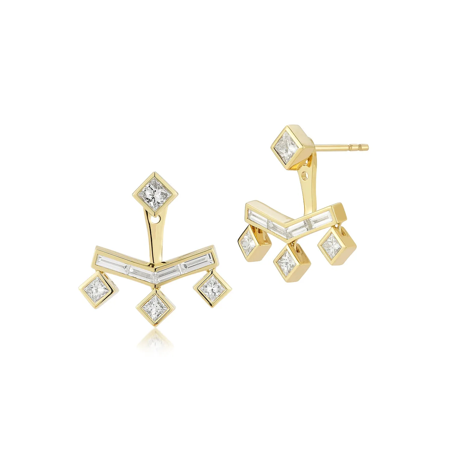 Vibrations Single Drop Fringe Earrings in Diamond