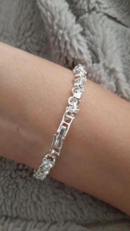 Women’S Silver Crystal Heart Charm Bracelet Special