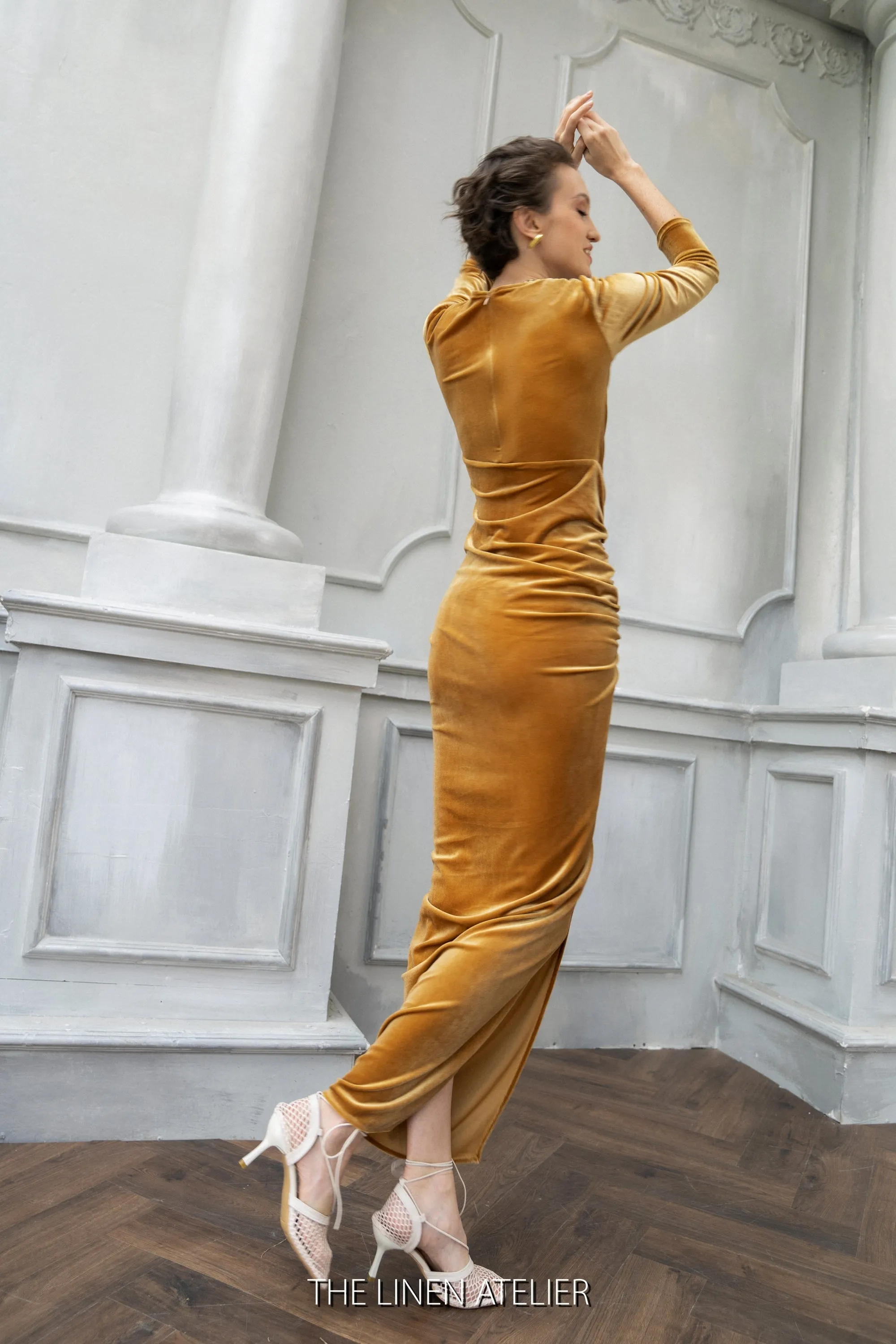 YULIA Wedding Guest Velvet Dress